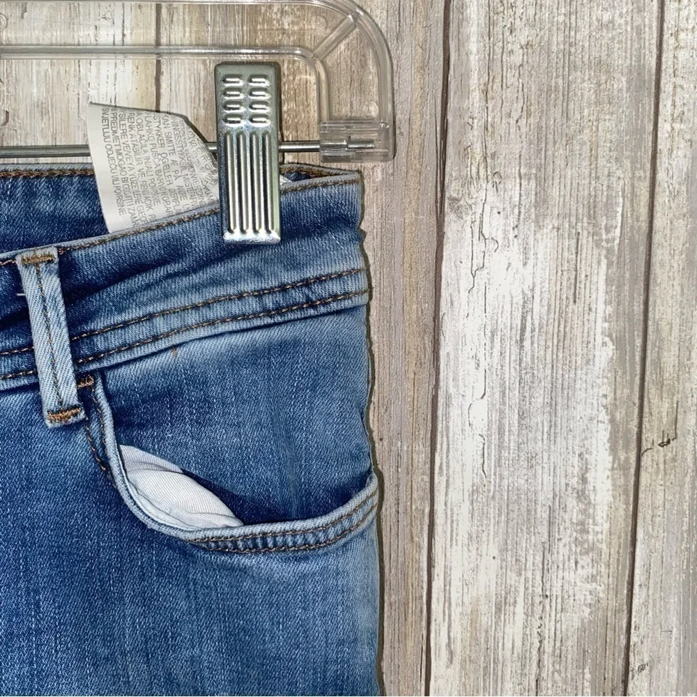 Zara Floral Embroidered Jeans Ankle Crop Skinny Blue Denim Size 2 - Picture 7 of 10